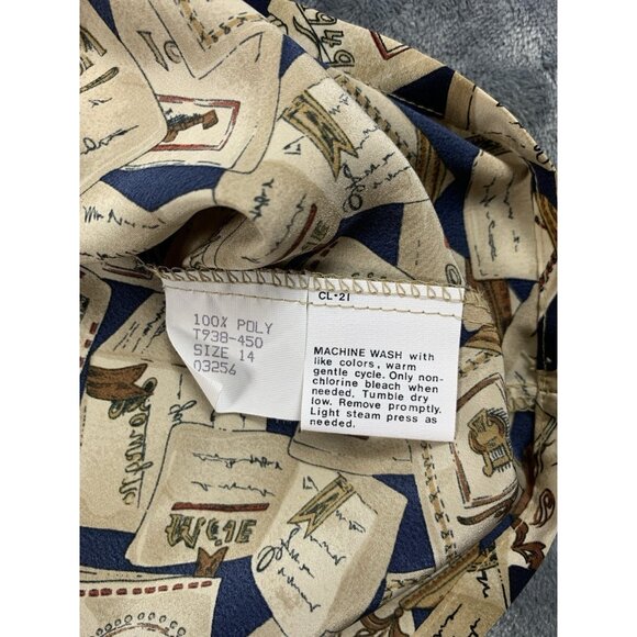 VTG Sophisticates By Pendleton Tan Mixed Print Long Sleeve Blouse Sz 14 USA Made - Picture 5 of 7